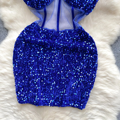 Glamour Off-Shoulder Sequin Dresses
