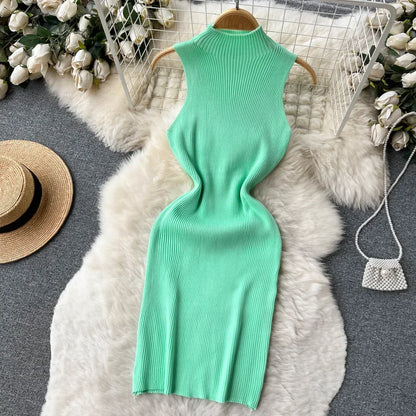 Sleeveless Slim Knitted Mini Bodycon Dresses