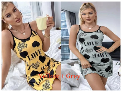 Spaghetti Strap Beautiful Love Print Nightgown