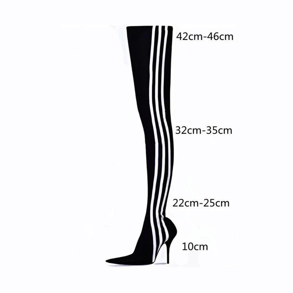 Terra Elastic Stocking Boots Pointed Stiletto Heels