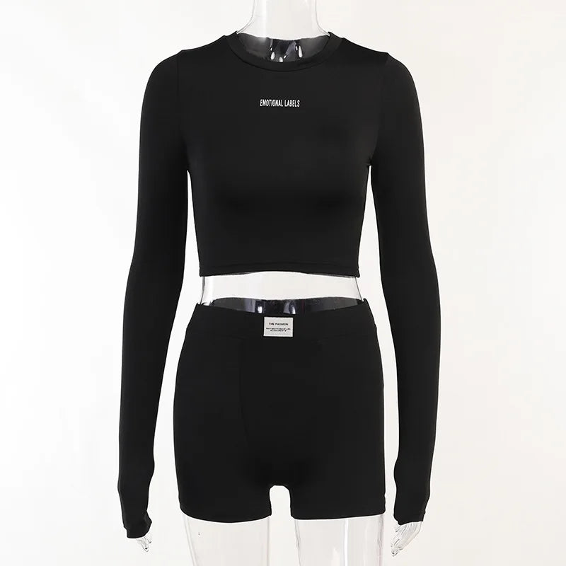 Round Neck Long Sleeved 3/4 + Shorts Sets