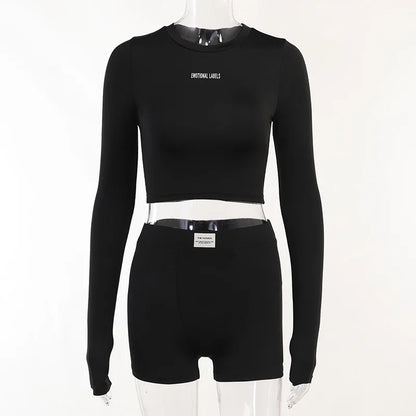 Round Neck Long Sleeved 3/4 + Shorts Sets