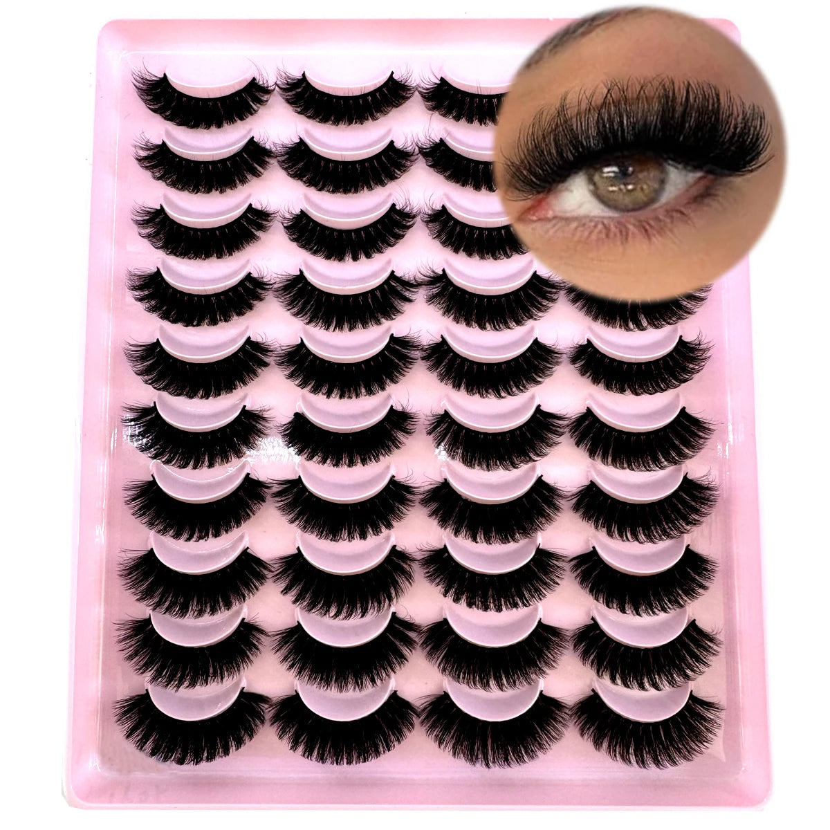 20 Pairs Natural long 3D Mink False Short Eyelashes