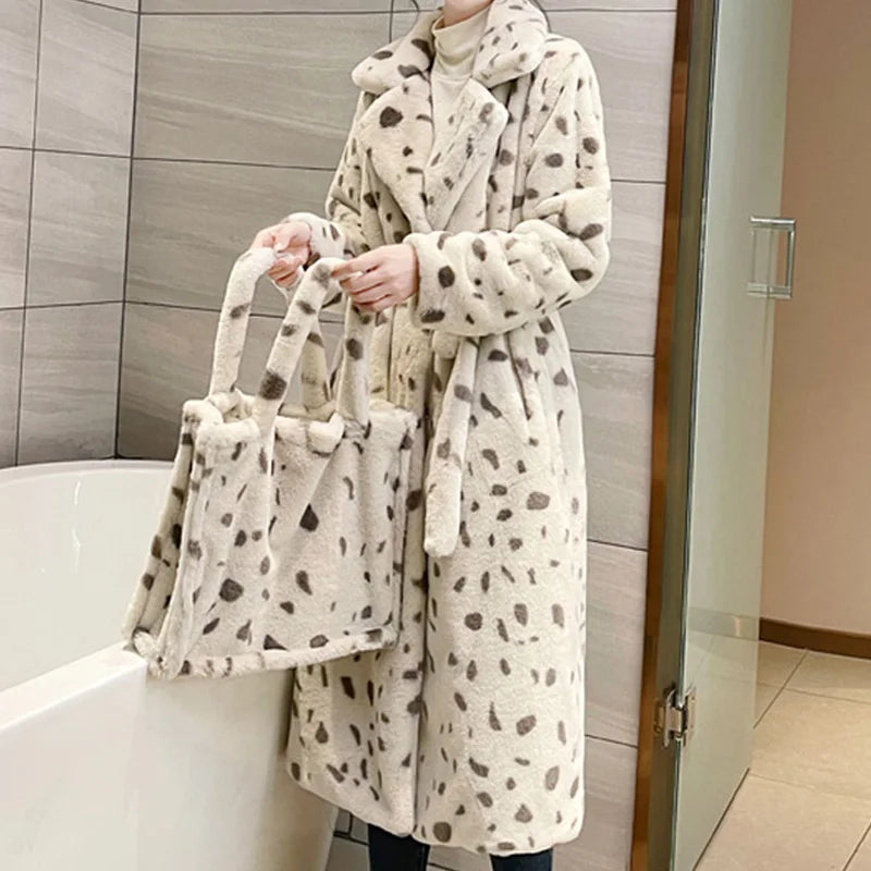 Ava Imitation Rabbit Overcoat Long Warm Dense Thick Plush Coat