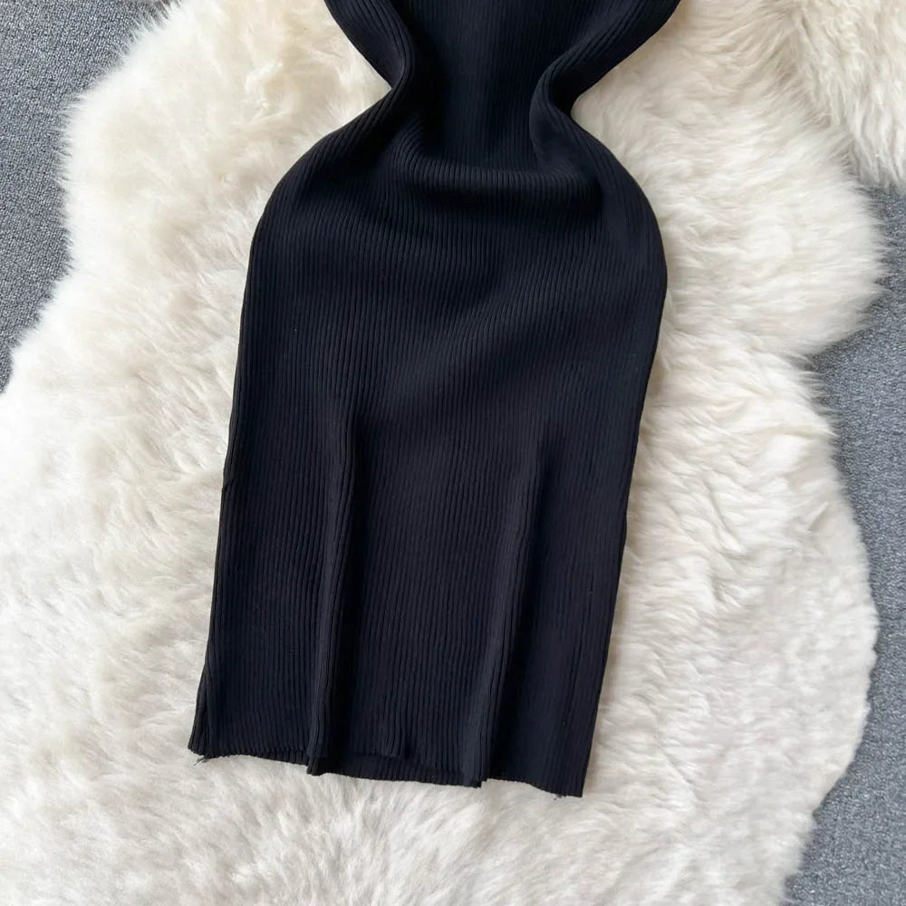 Sleeveless Slim Knitted Mini Bodycon Dresses