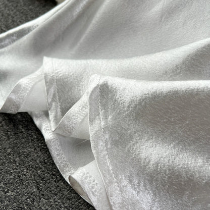 White Spaghetti Strap Satin Glowing Dresses