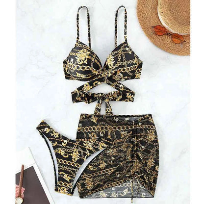Chain Design Swimwear Push Up Female Swimsuit Bikini Sets