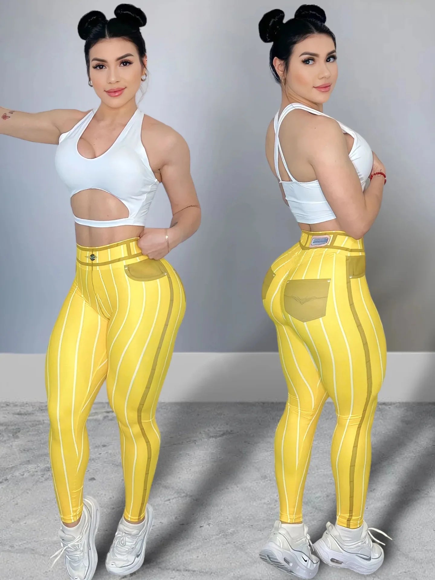 Leggings Stripe Print Stretchable Yoga Pants