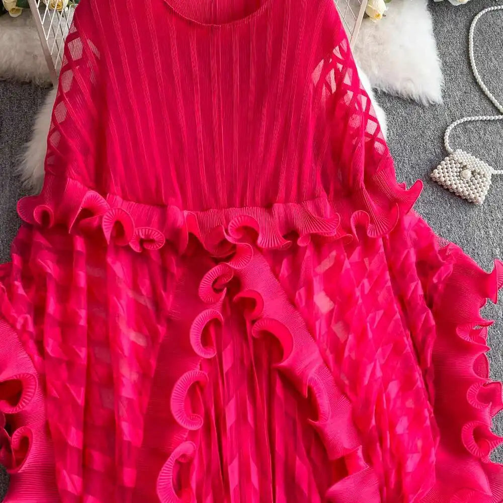 American Style V-neck Irregular Hem Design Dresses 22D1845