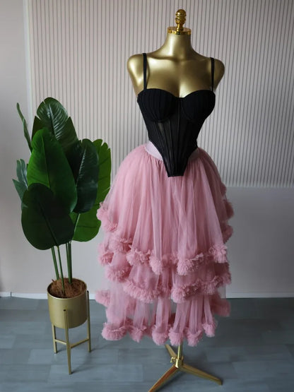 Spaghetti Strap Top and Pleated Skirt Dresses