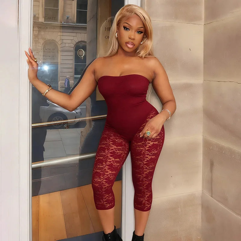 Lace See Through Bodycon Jumpsuits for Woman