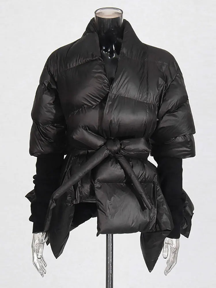 Celebrity High Quality Belt Thickened Bubble Coat