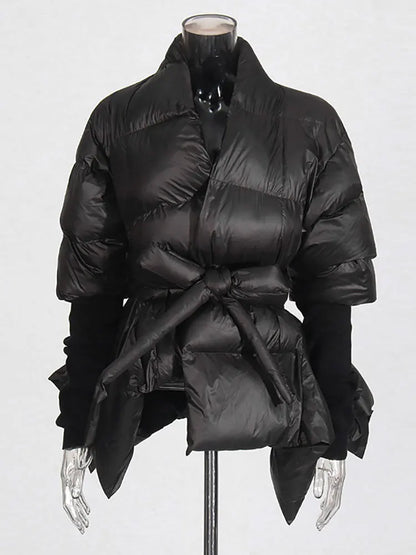 Celebrity High Quality Belt Thickened Bubble Coat