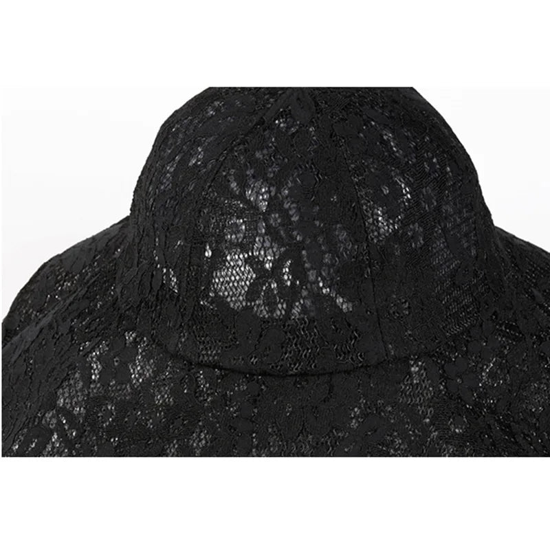 Lace Sun Hat White Black Summer Hats for Women Bucket Hats