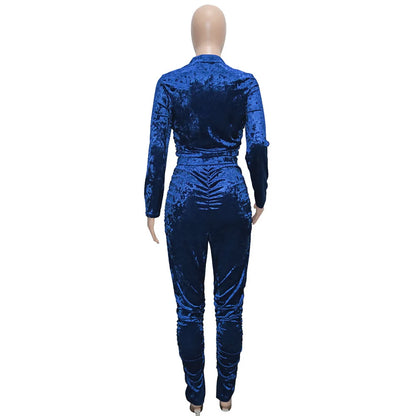 New Winter Fashion Zipper Tops + Slim Pencil Pant Sets