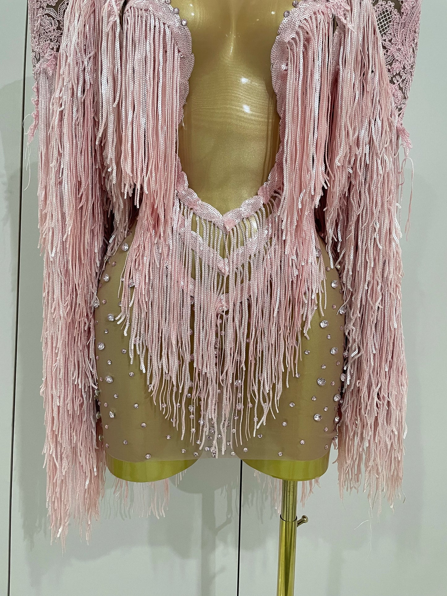 Luxury Sparkly Rhinestone Sequin Tassel Coat + Dress