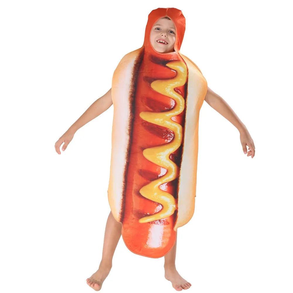 3D Print Hot Dog Costumes Halloween Family One-Piece Costume Carnival Food Costume