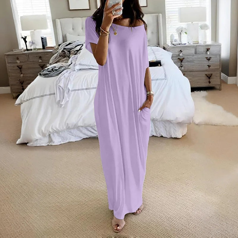 Beach Outfits Pockets Casual Vintage Maxi Dresses