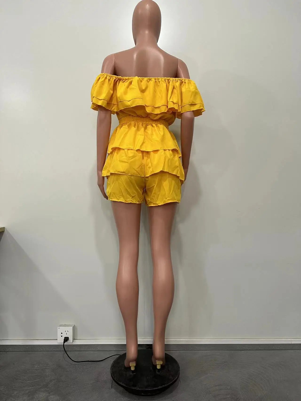 Ruffles Slash Neck Elegant Romper