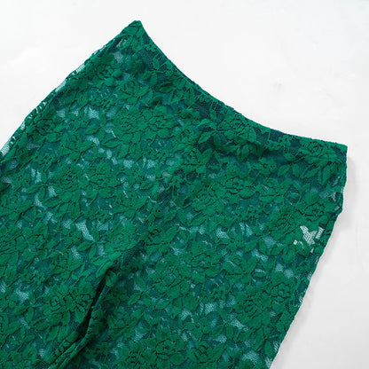 See Through O-Neck Crop Tops+Leggings Skinny Stretch Matching Midnight Party Clubwear