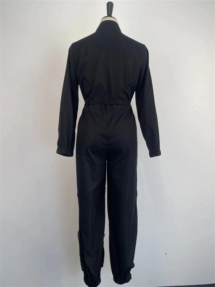 Camino S-2XL Solid One Piece Outfits Zipper Cargo Jumpsuit (1pc)