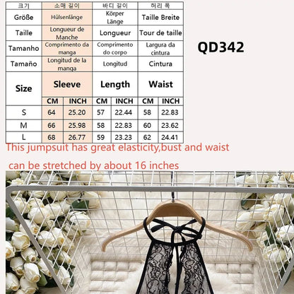 Satin Comfortable Strap Lace Spliced Sheer Lingerie