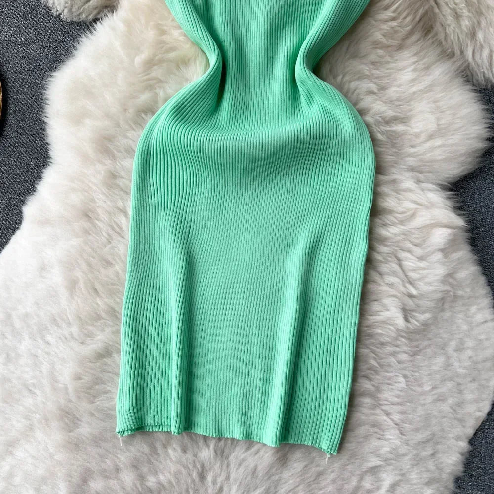 Sleeveless Slim Knitted Mini Bodycon Dresses