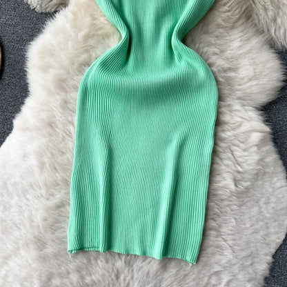 Sleeveless Slim Knitted Mini Bodycon Dresses