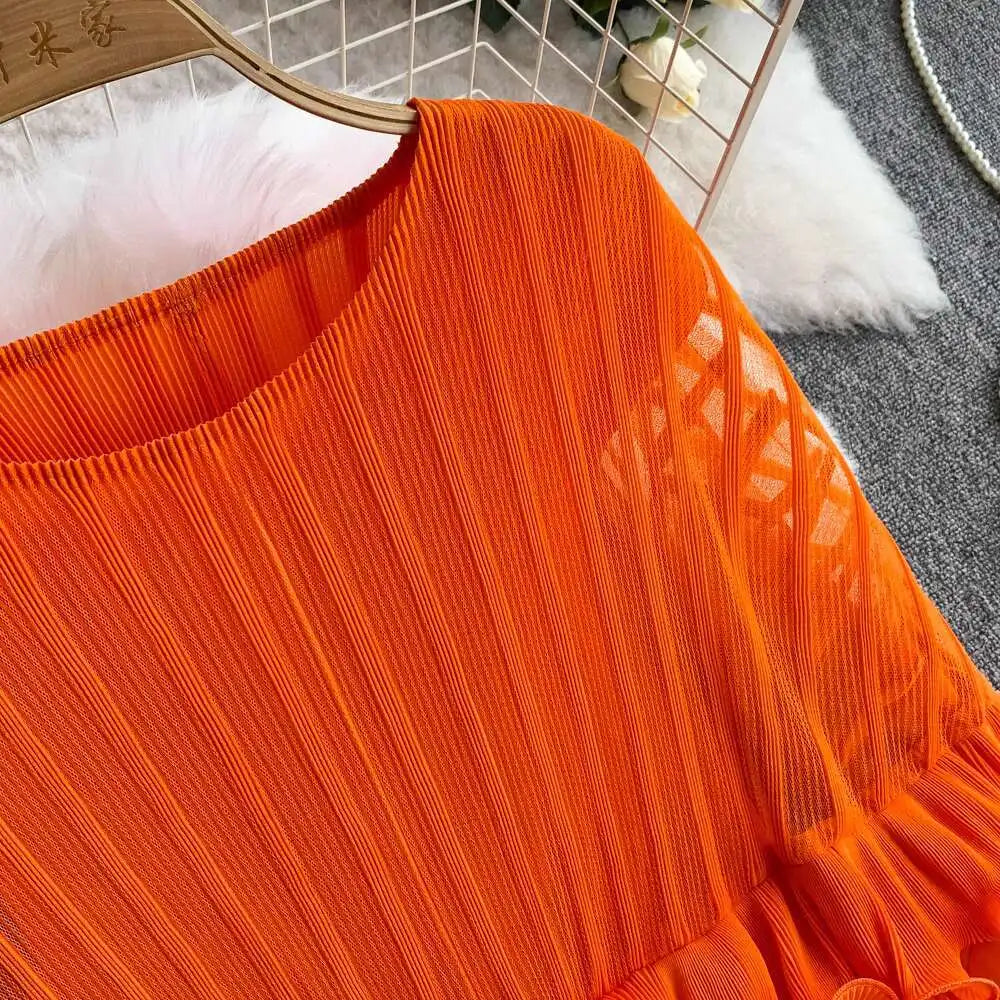 American Style V-neck Irregular Hem Design Dresses 22D1845