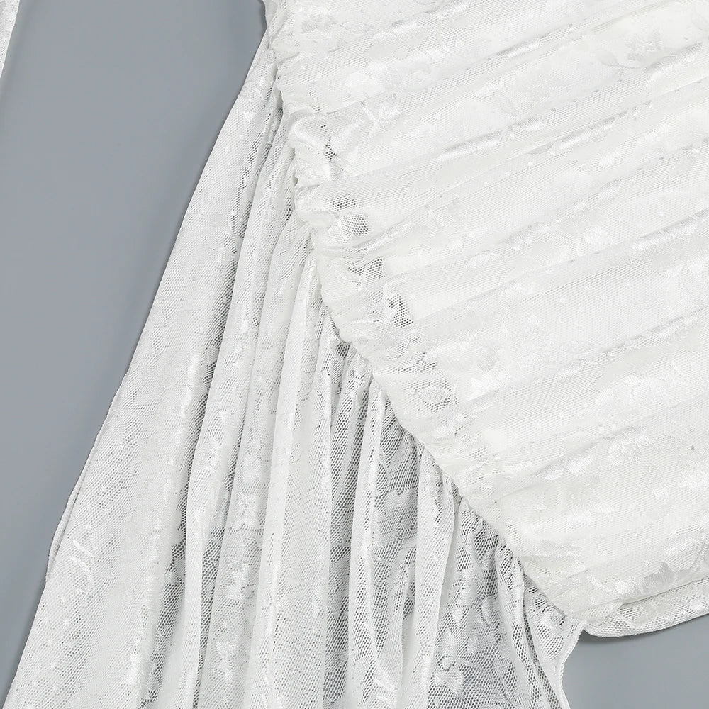 High Quality Lace Draped Bodycon Mini Dress + Gloves