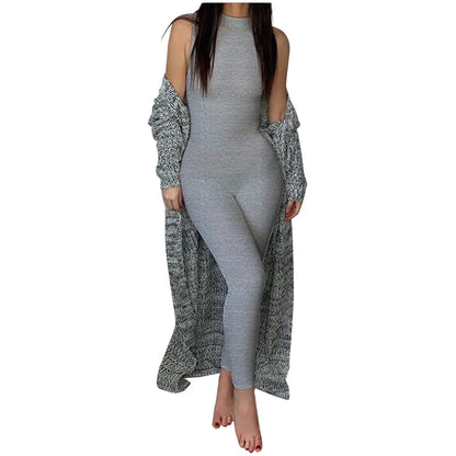 Full Seasons Casual Fitness Sporty Playsuit Sleeveless Slim Activewear All In One Jumpsuit