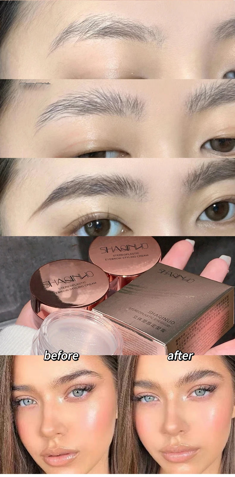 Three-dimensional Eyebrow Shaping Soap Eyebrow Gel Texture Creates Natural Eyebrows Styling Cream Waterproof Quick-Dry Makeup