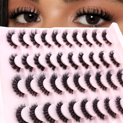 20 Pairs Natural long 3D Mink False Short Eyelashes