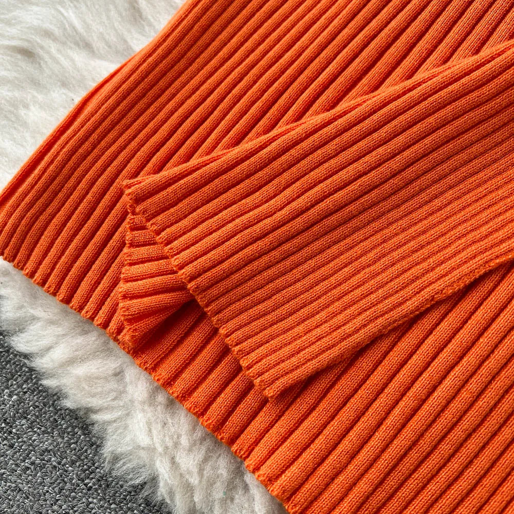 Chic Fashion Sexy Package Hips Split Knitted Dresses
