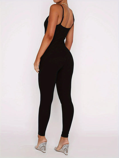 One Piece Bodycon Casual Daily Jumpsuits - Black