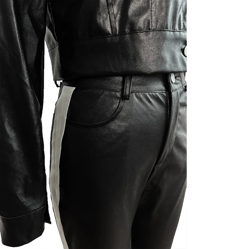 Jackie New Arrivals Faux Leather Jacket and Pants Outfits (Two Piece Set)