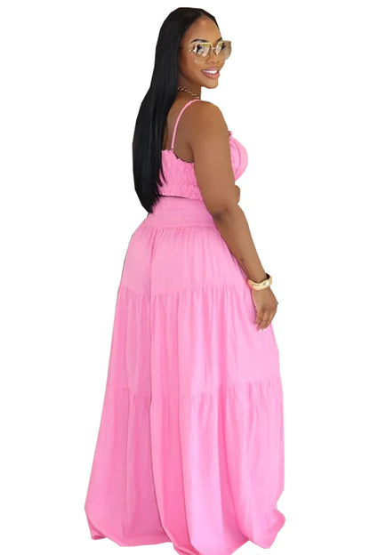 Solid Color Spaghetti Strap Tube Top + Wide Leg Pants