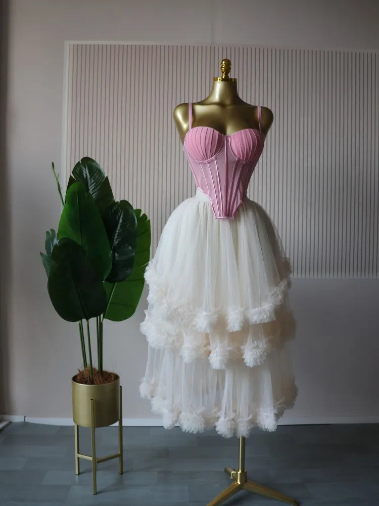 Spaghetti Strap Top and Pleated Skirt Dresses