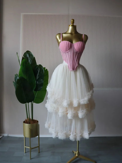 Spaghetti Strap Top and Pleated Skirt Dresses