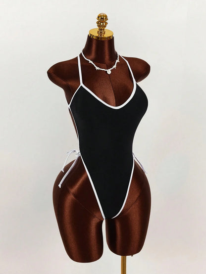 Black & White Contrast Sleeveless Bodysuit( for him)