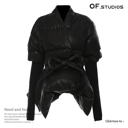 Cotton-padded Coat Lapel Loose Zipper Solid Color Coats