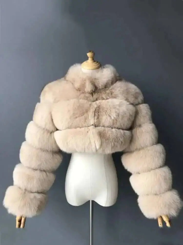 Luxury Fashion Women's Faux Fur Coat (zipper)