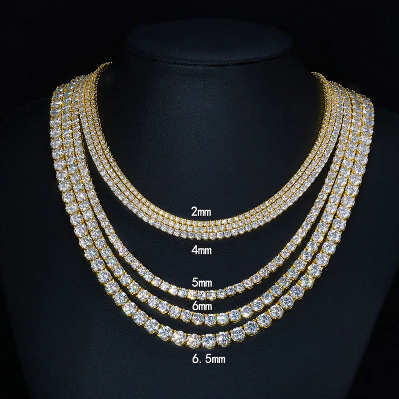 3/4/5mm 6"-24" Bling Iced Out Round Zircon Tennis Chain Chokers Necklaces 1 Row CZ Stone Link Chain Jewelry