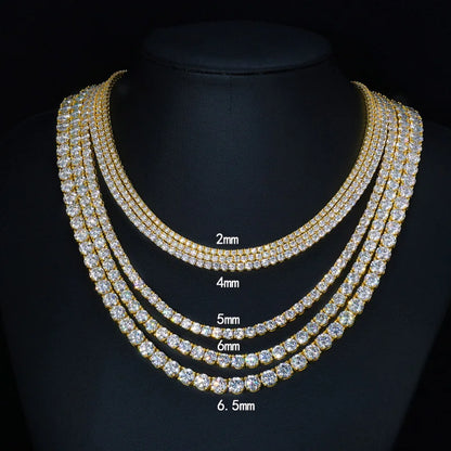 3/4/5mm 6"-24" Bling Iced Out Round Zircon Tennis Chain Chokers Necklaces 1 Row CZ Stone Link Chain Jewelry