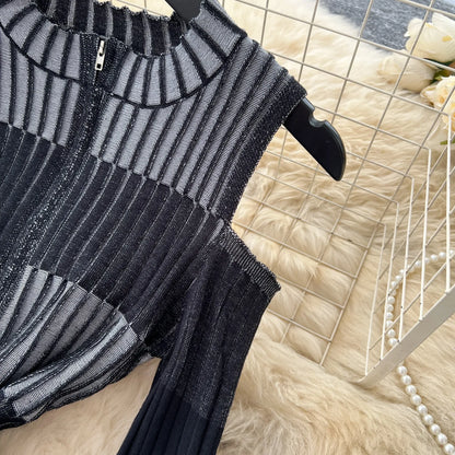 Cold Shoulder Long Sleeve Ribbed Knit Bodycon Midi Dress Elegant Fall Winter