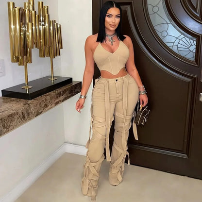 Ribbon Pants Cargo Sweatpants Streetwear Classic Trousers
