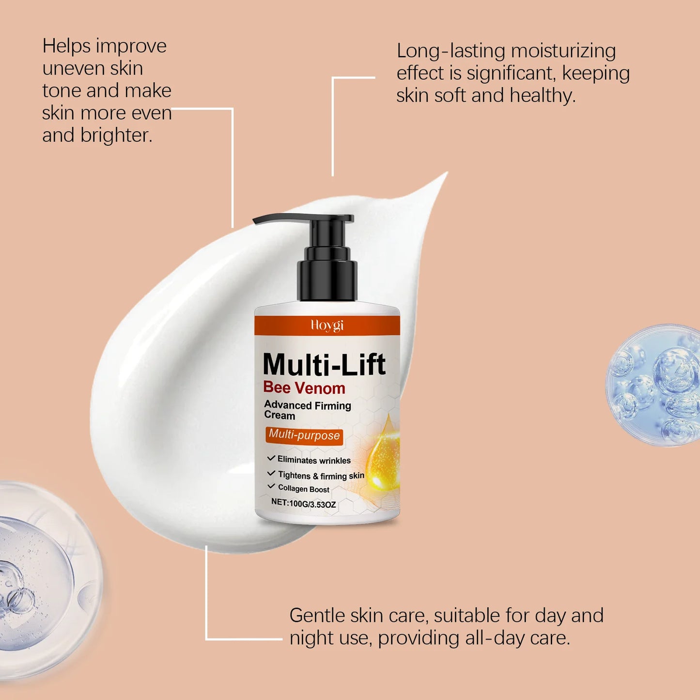 Bee Venom Cream for Body Multi Lifting Reduce Sagging Skin Anti Wrinkle Shaping S Curved Fat Firming Buttock Body Massage Lotion