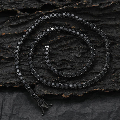 Black CZ Stone 1 Row Tennis Link Chain Chokers Necklaces Unisex  Jewelry