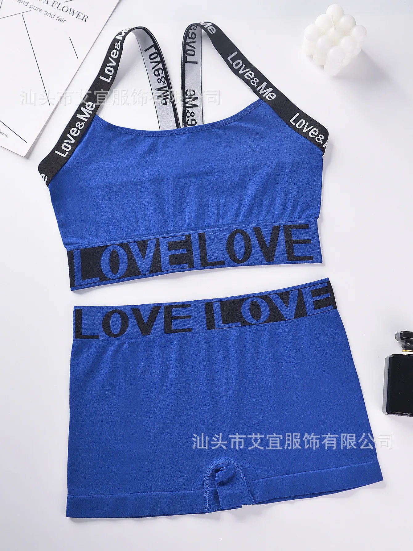 Y2K Love Straps Loungewear Top + Shorts Sets