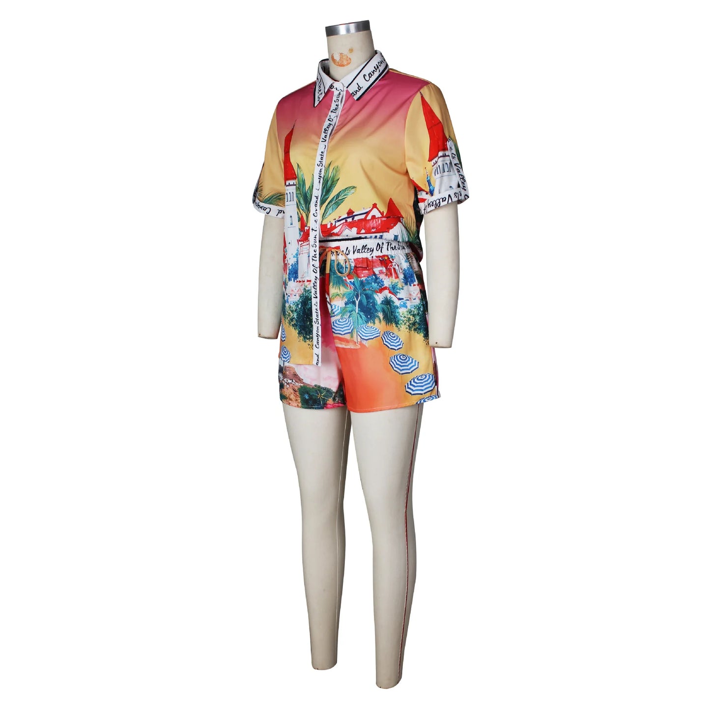 Elegant Printed Shirt Tops + Shorts Outfits